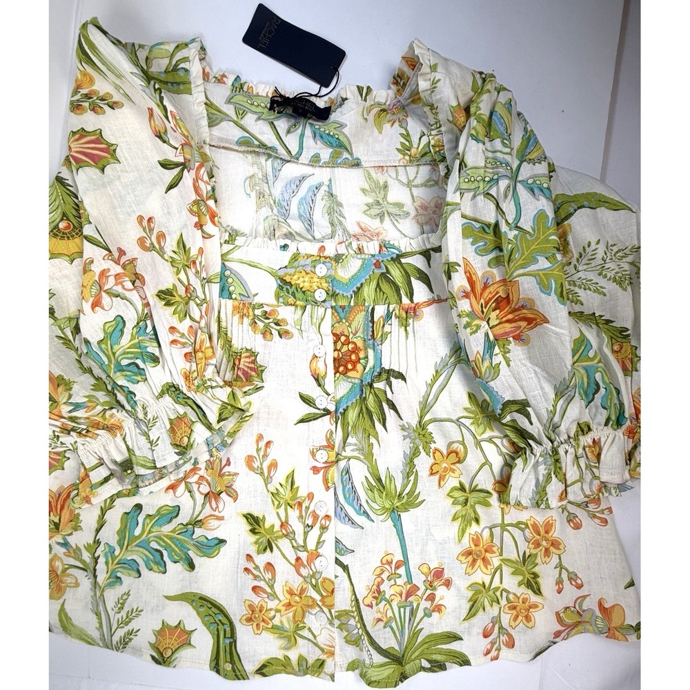 Rachel Roy Floral Button Up Blouse Top Womens Small Pretty Print Square Neck - Picture 8 of 11